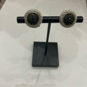 Judith Ripka Black Spinel Clip  Earrings
